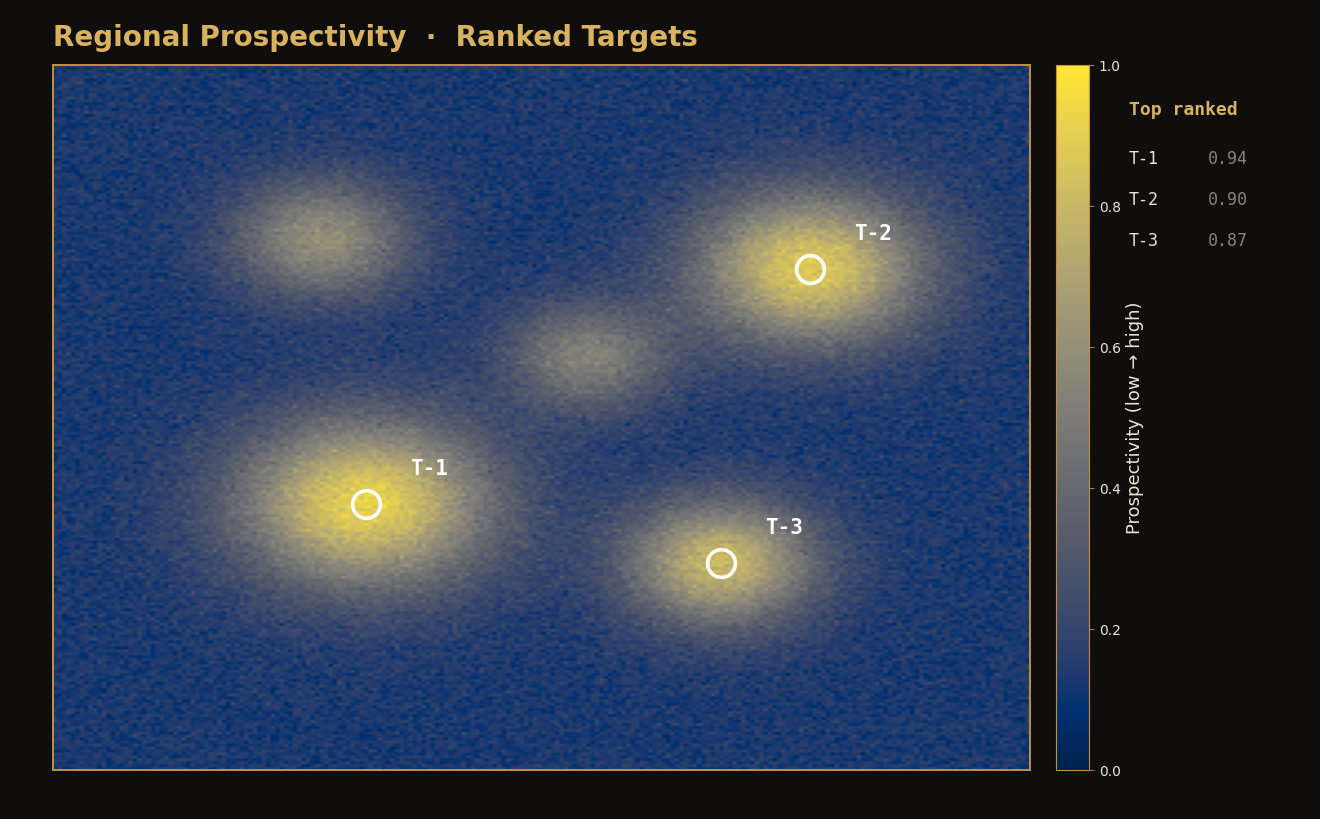 Regional prospectivity with ranked targets